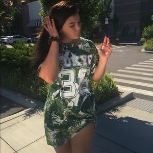 Hawaiian print T-shirt dress